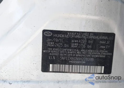 2011 Hyundai Sonata Limited from USA, damaged, VIN 5NPEC4AC5BH228398